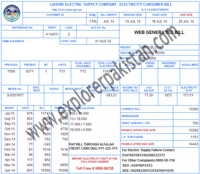 LESCO Online Bill Check - Download LESCO Duplciate Bill And Print